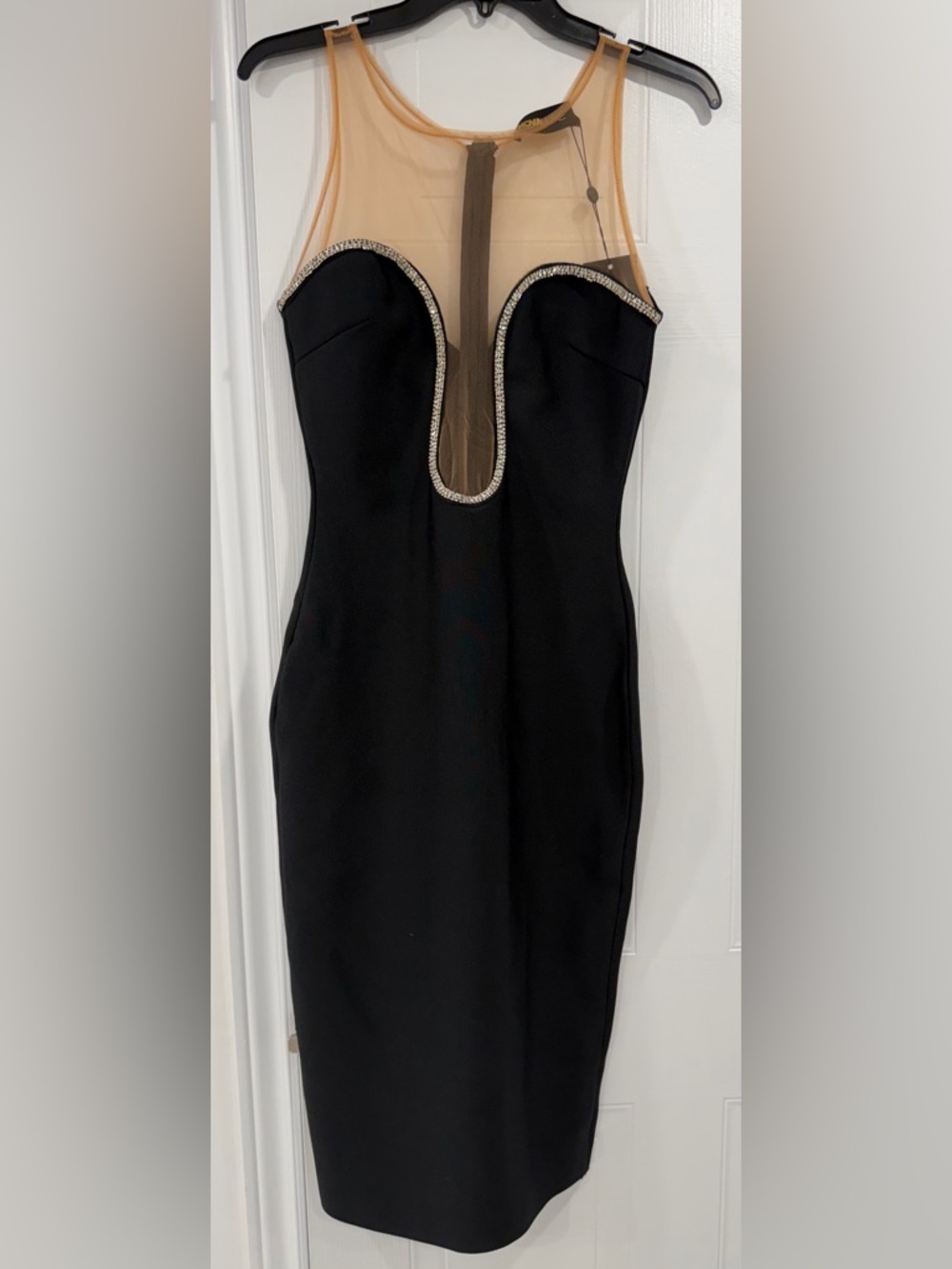 Fashion Nova | Black Cocktail Dress with Rhinestone Trim